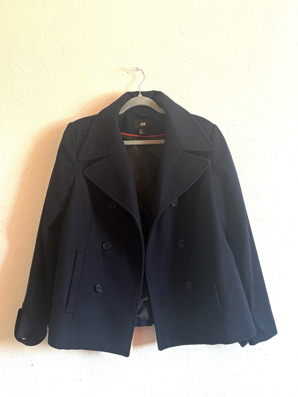 H&M Dark Navy Double-Breasted Women's Peacoat